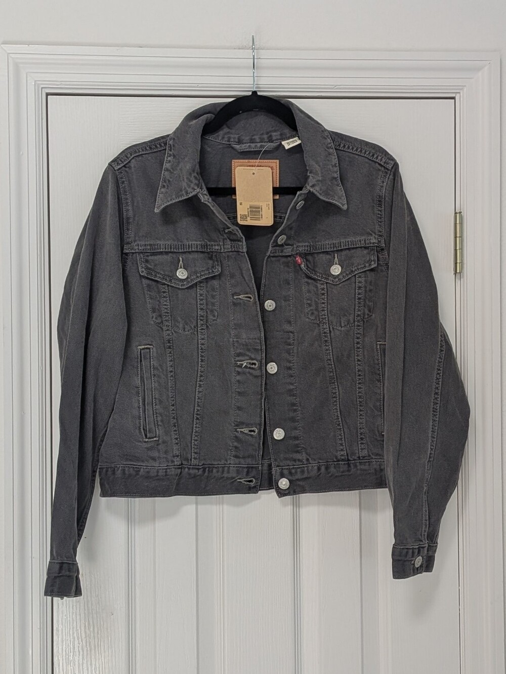 Levi's Women's Faded Gray Black Denim Trucker Jacket - Picture 8 of 11